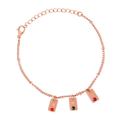 Bracelet Pendentifs Initiales & Pierres Personnalisé
