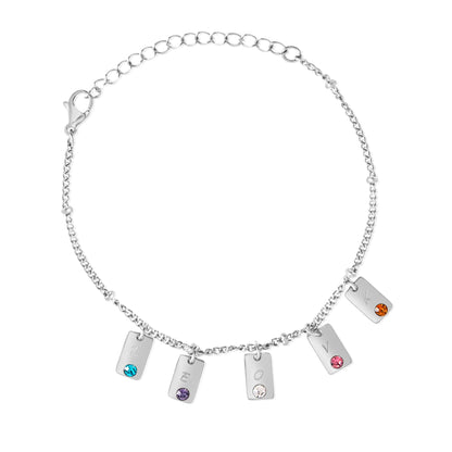 Bracelet Pendentifs Initiales & Pierres Personnalisé