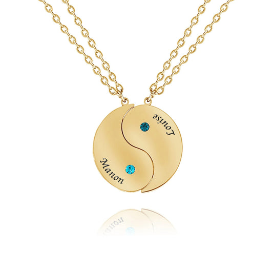 Double Pendentif Prénom Ying Yang avec Pierre de Naissance