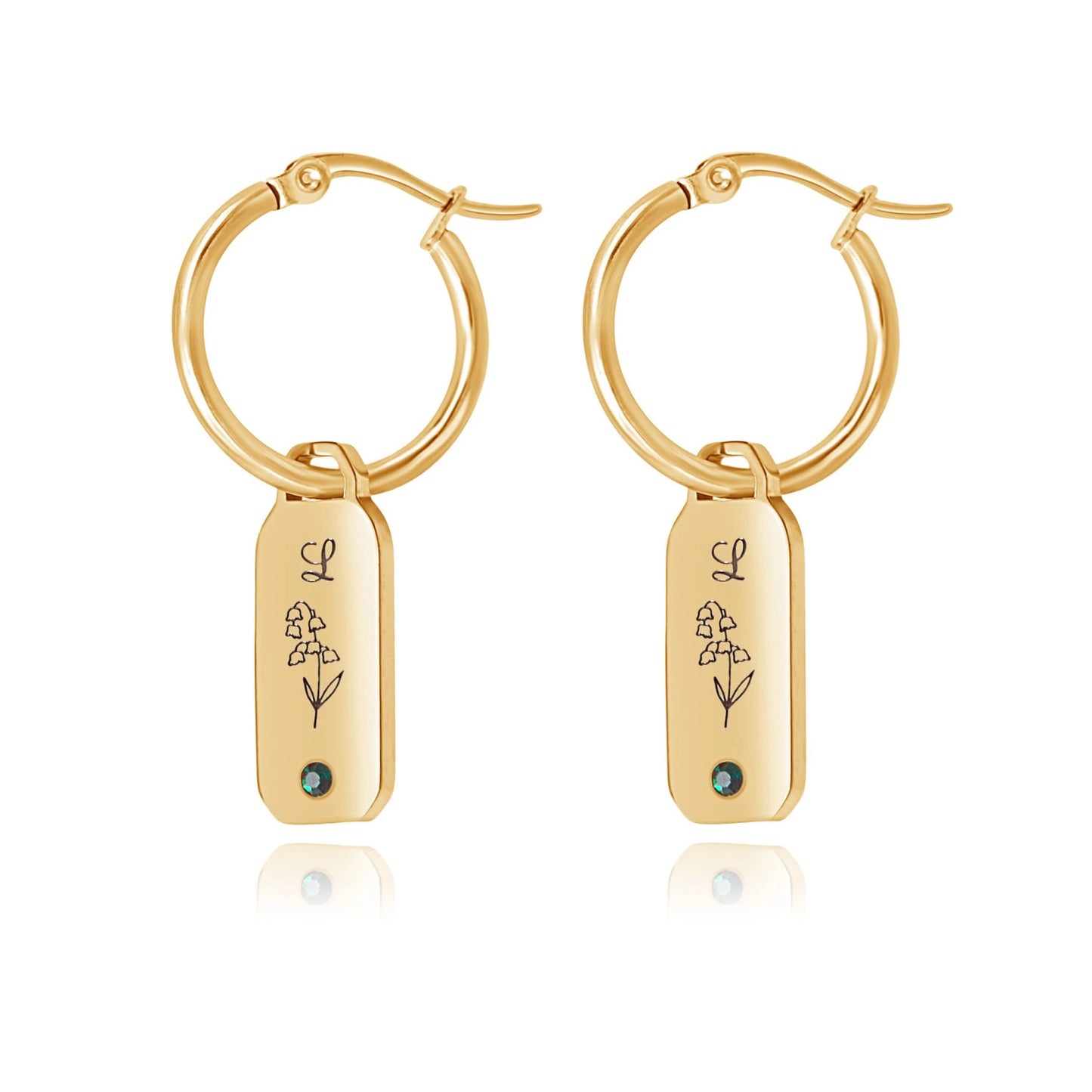 Boucles d'oreilles Initiales Fleurs et Pierres