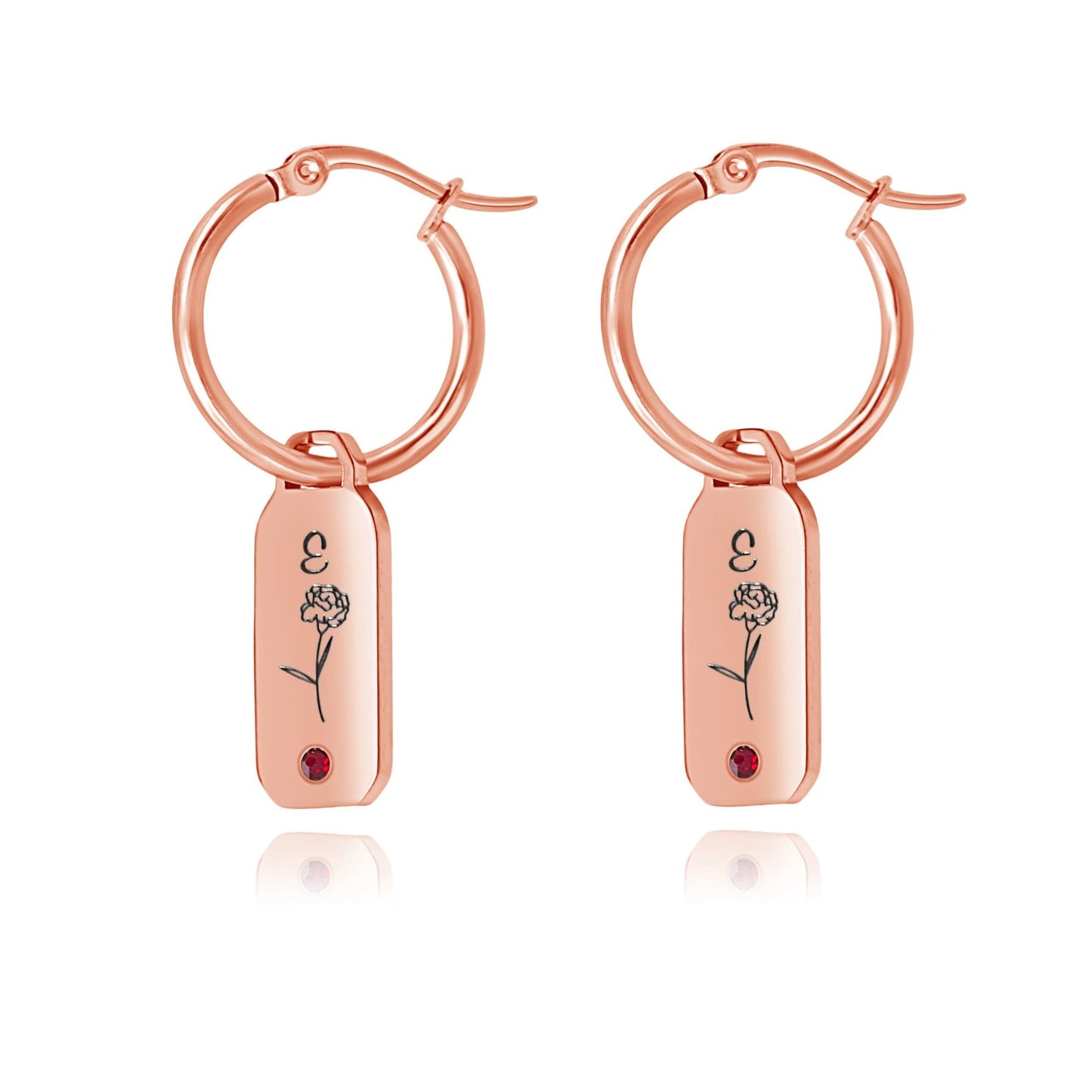 Boucles d'oreilles Initiales Fleurs et Pierres