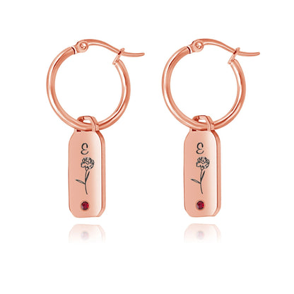 Boucles d'oreilles Initiales Fleurs et Pierres