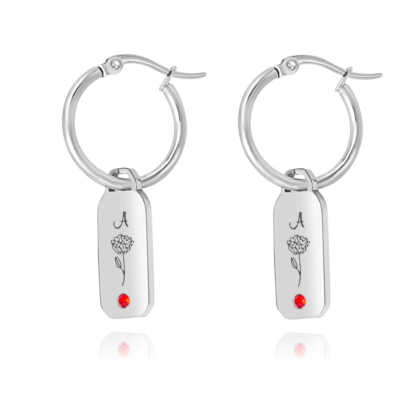 Boucles d'oreilles Initiales Fleurs et Pierres