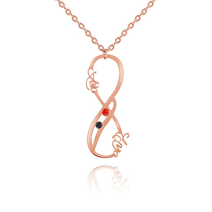 Collier Vertical Infini Deux Prénoms et Pierres