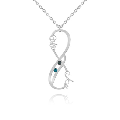 Collier Vertical Infini Deux Prénoms et Pierres