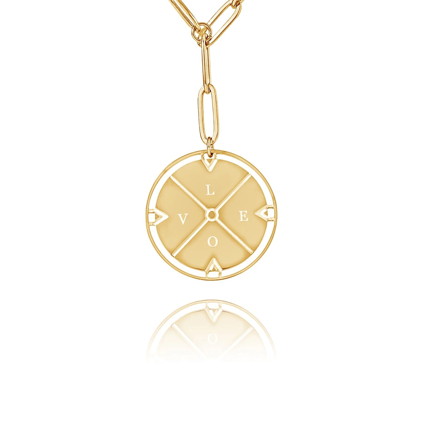 Collier Médaillon Boussole Personnalisé avec Initiales
