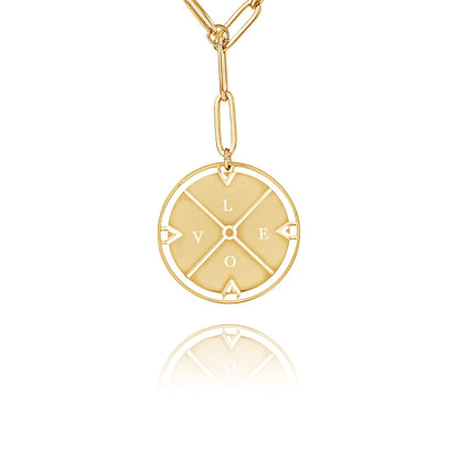 Collier Médaillon Boussole Personnalisé avec Initiales