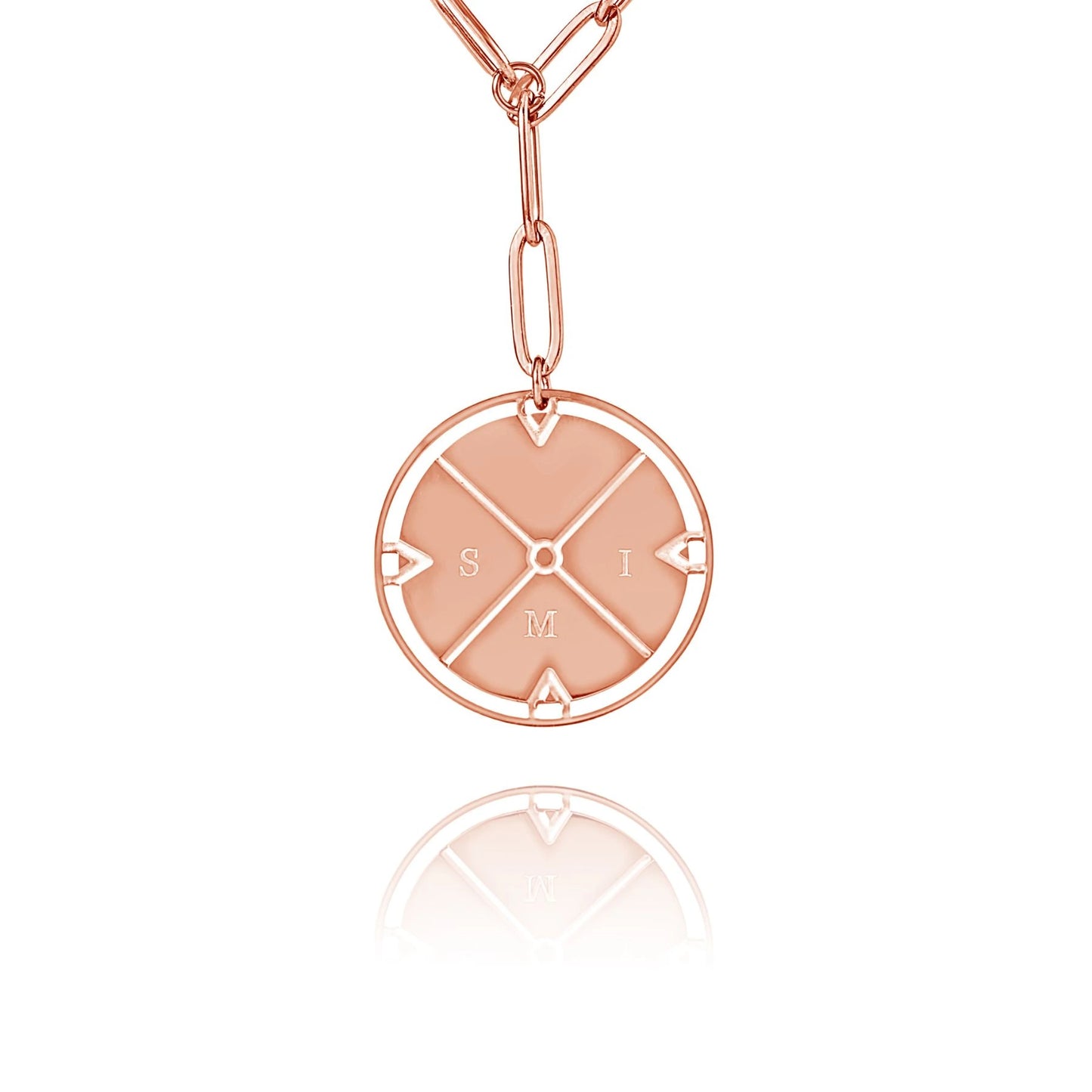 Collier Médaillon Boussole Personnalisé avec Initiales