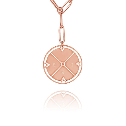 Collier Médaillon Boussole Personnalisé avec Initiales