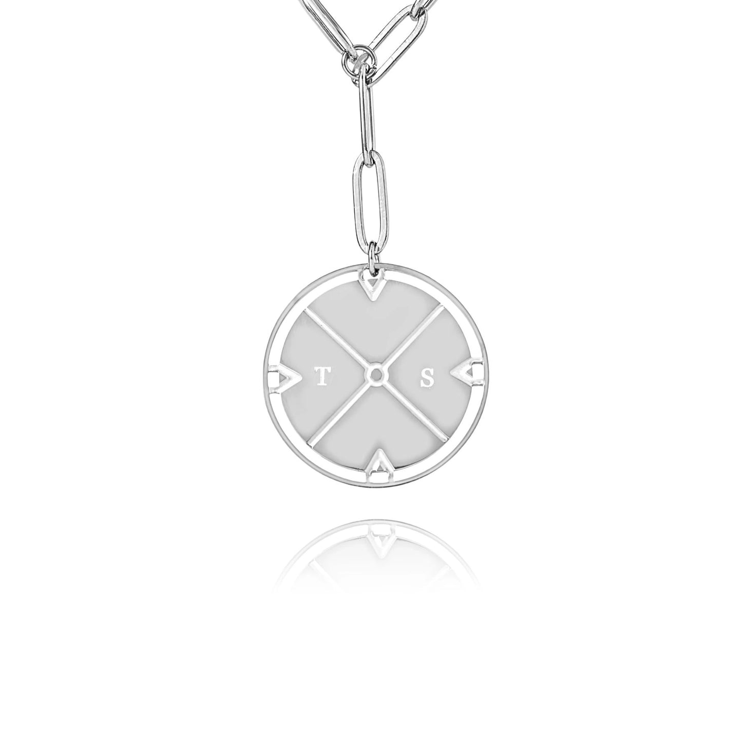 Collier Médaillon Boussole Personnalisé avec Initiales