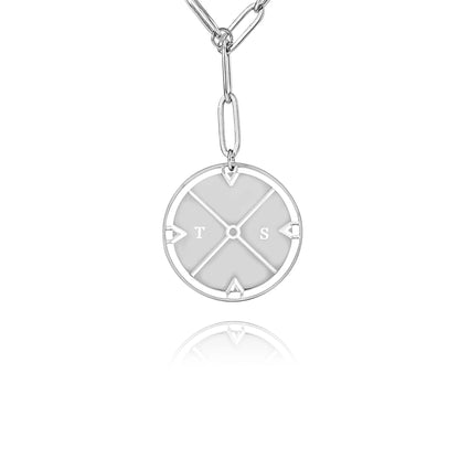 Collier Médaillon Boussole Personnalisé avec Initiales