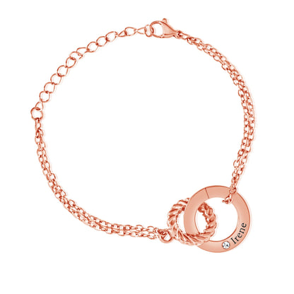 Bracelet Cercle Gravé avec Anneau Torsadé & Cristal