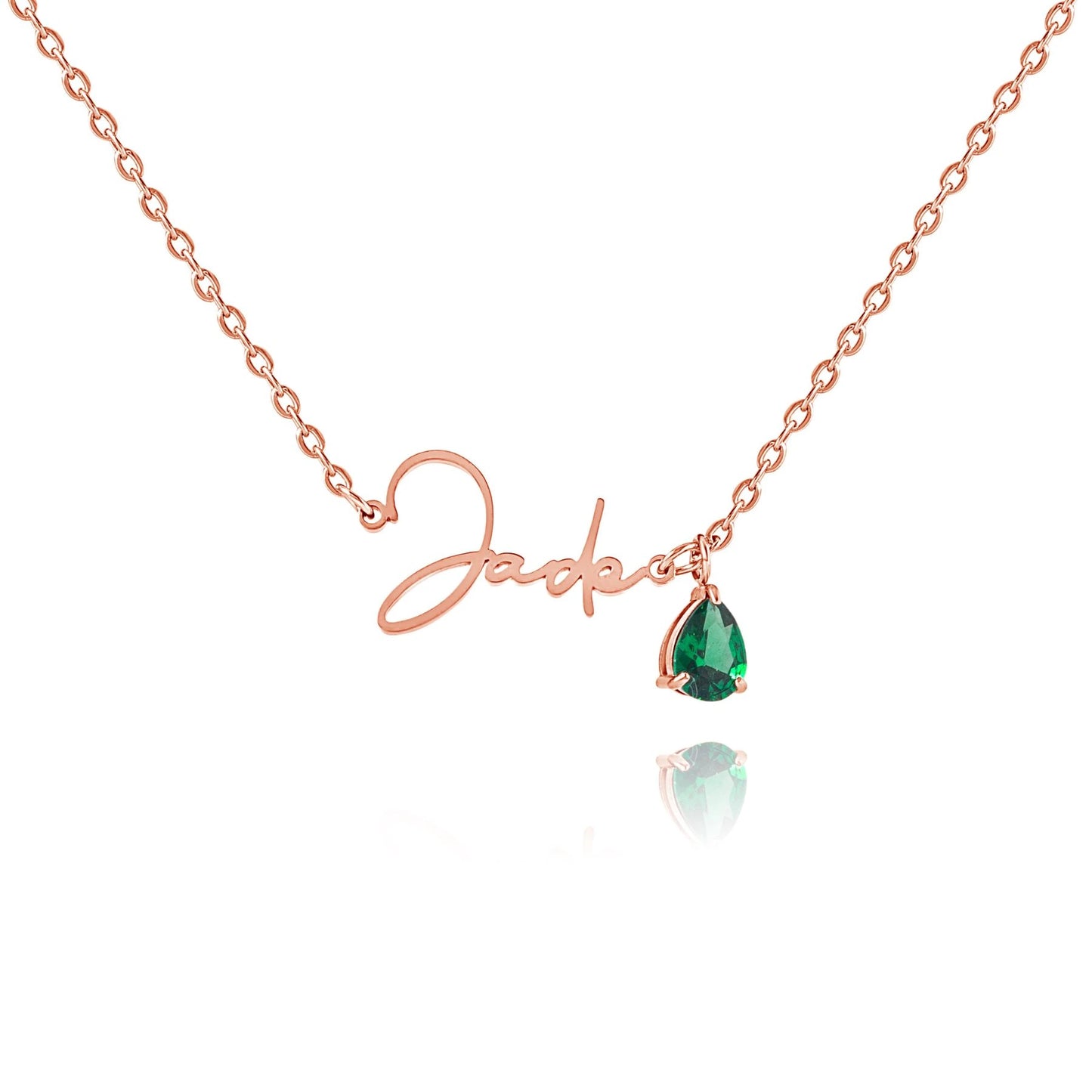 Collier Prénom Vertical Personnalisé avec Pierre de Naissance