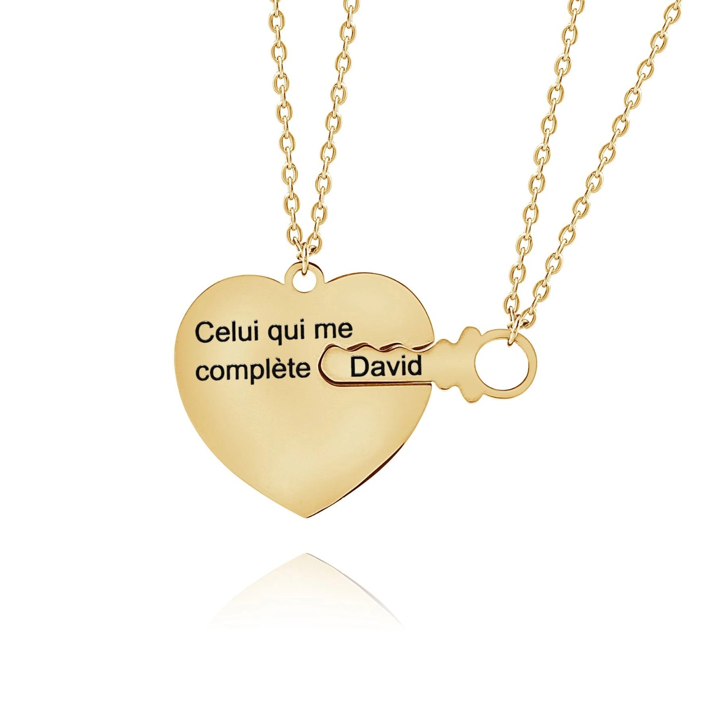 Pendentif Coeur et Clé Personnalisés