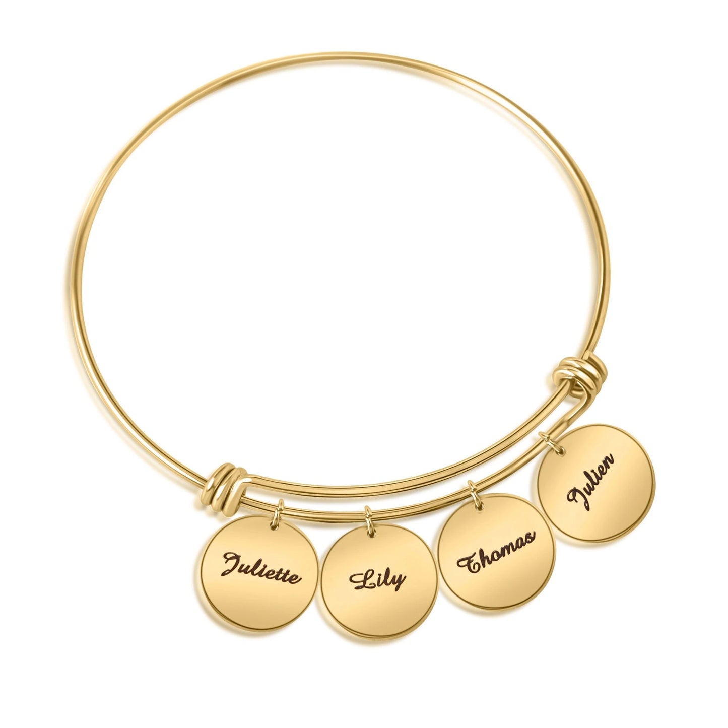 Bracelet Jonc Personnalisé avec 2 à 4 Pendentifs Gravés