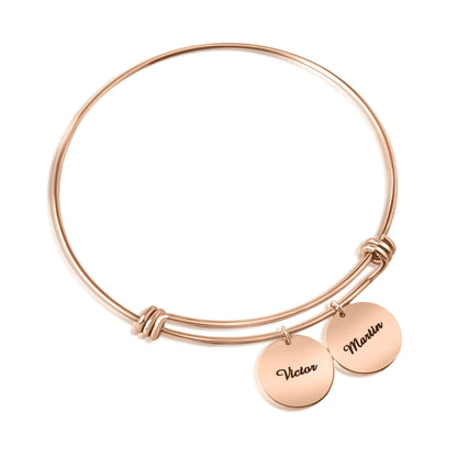 Bracelet Jonc Personnalisé avec 2 à 4 Pendentifs Gravés