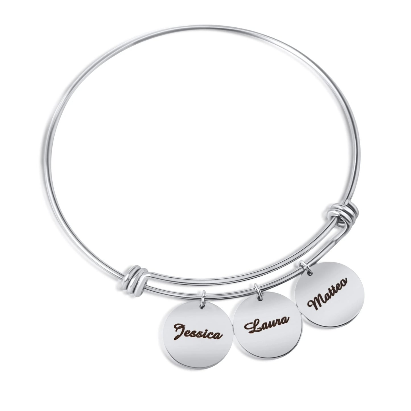 Bracelet Jonc Personnalisé avec 2 à 4 Pendentifs Gravés