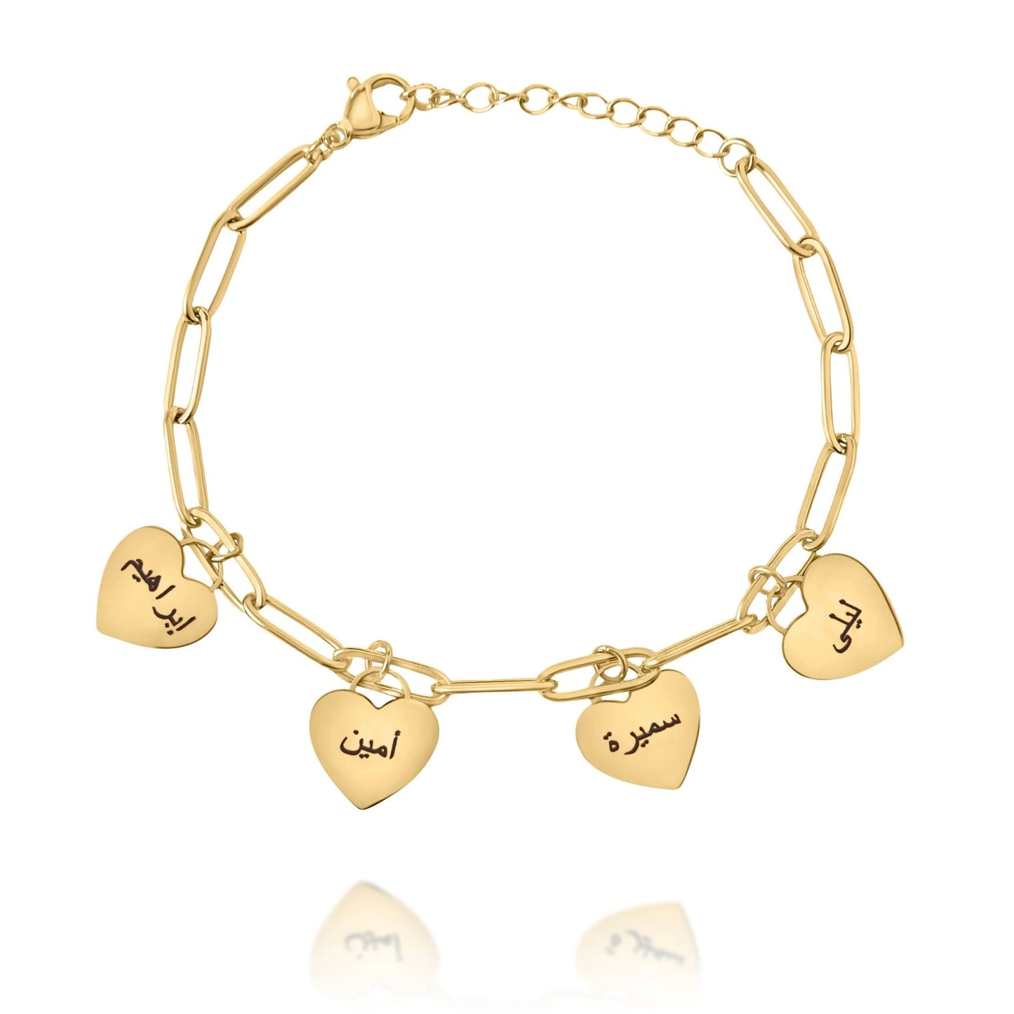 Pulsera Árabe con Múltiples Corazones Personalizada
