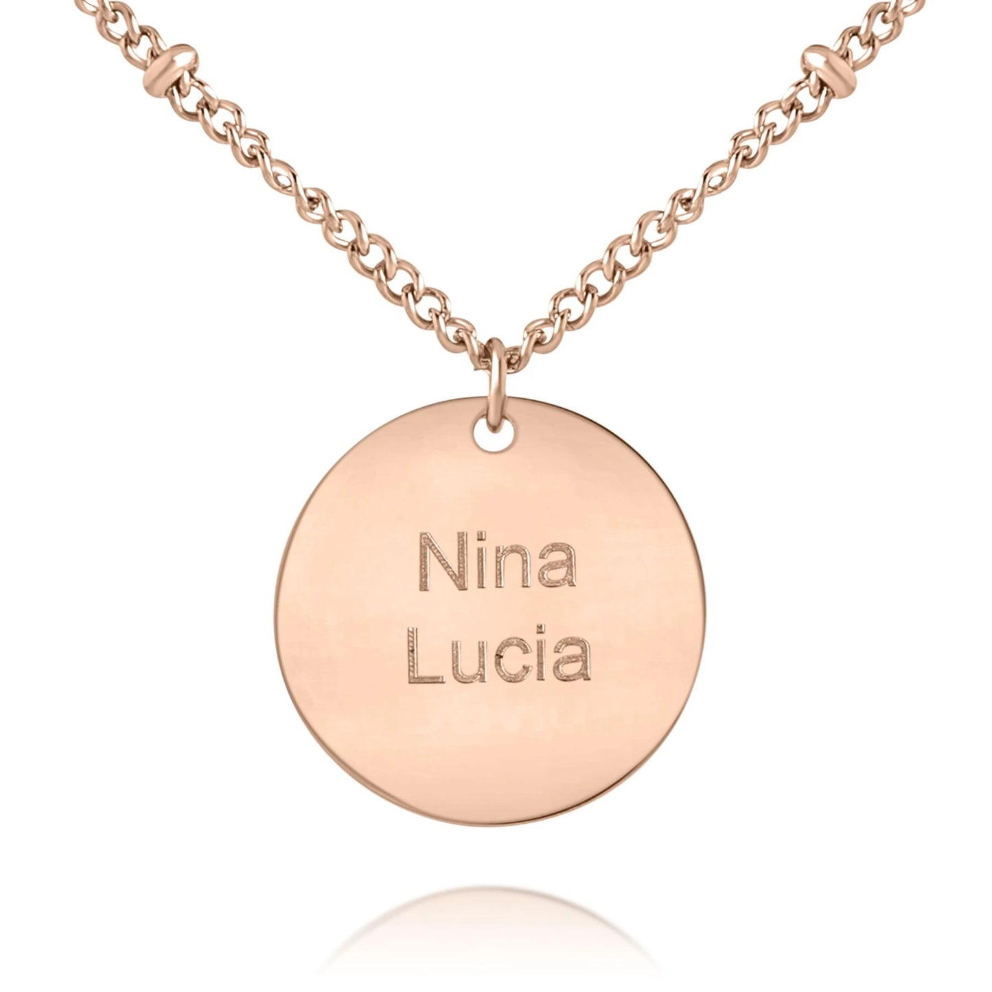 Collier Médaille Gravée avec Chaîne Perlée