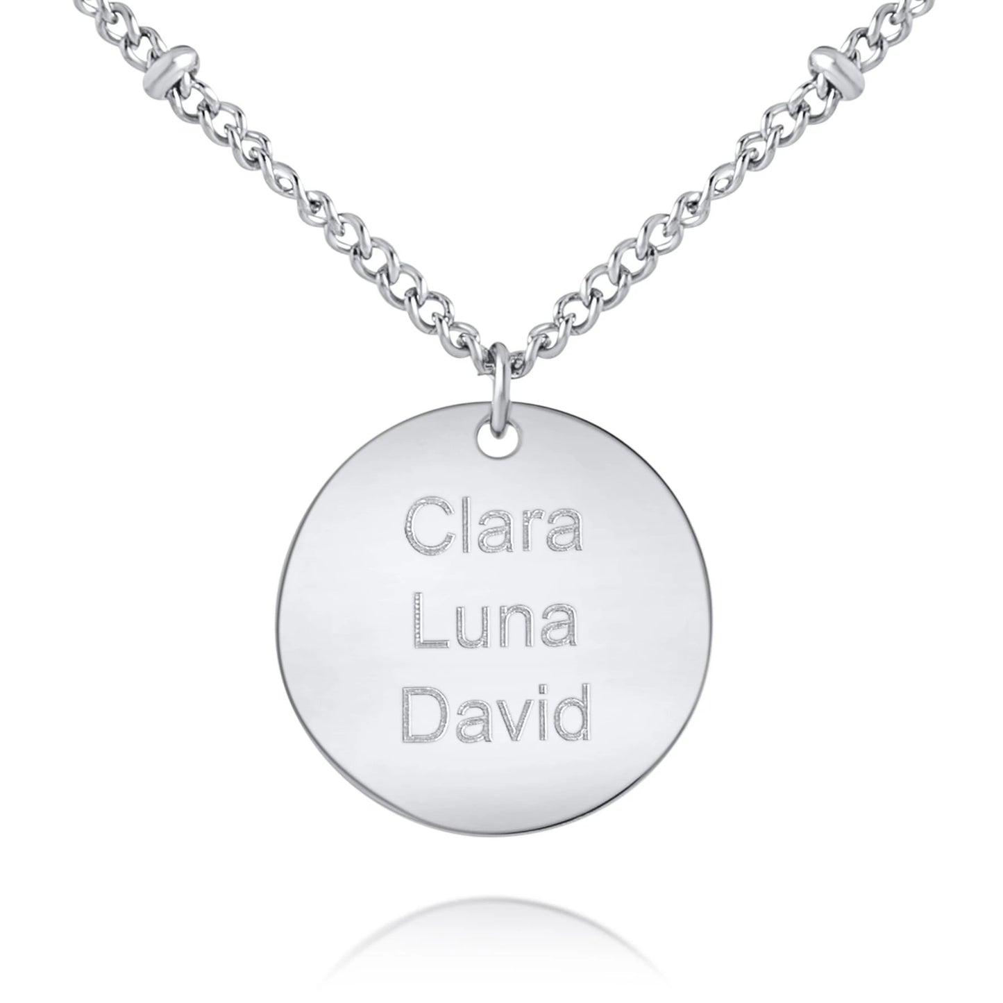 Collier Médaille Gravée avec Chaîne Perlée
