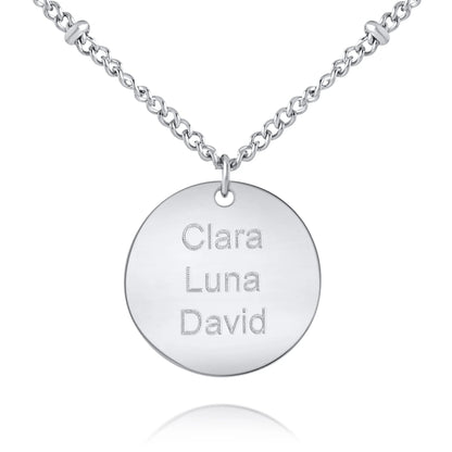 Collier Médaille Gravée avec Chaîne Perlée