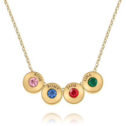 Collier Perles Gravées avec Prénoms & Pierres de Naissance