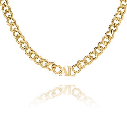 Collar de Cadena Gruesa con Iniciales Personalizado