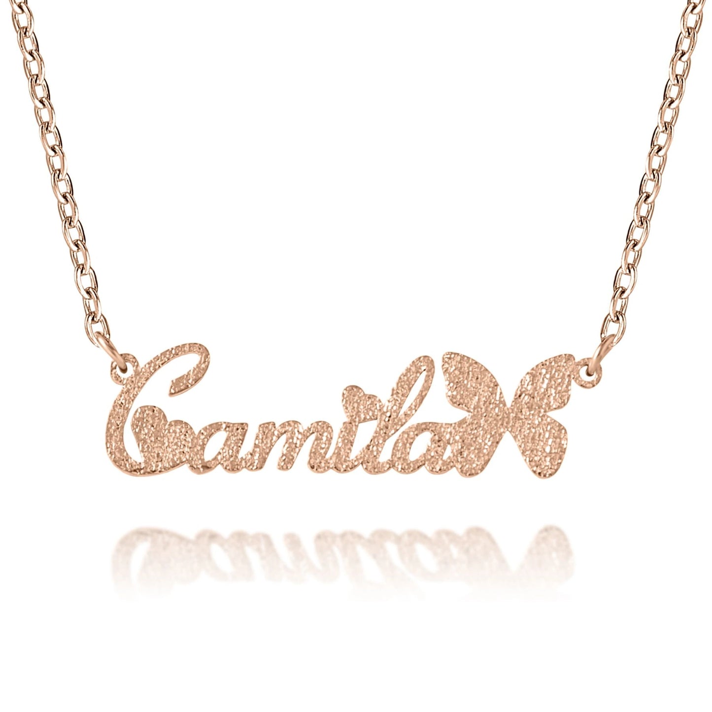 Collana con Nome in Carattere Farfalla ed Effetto Brillante Personalizzata