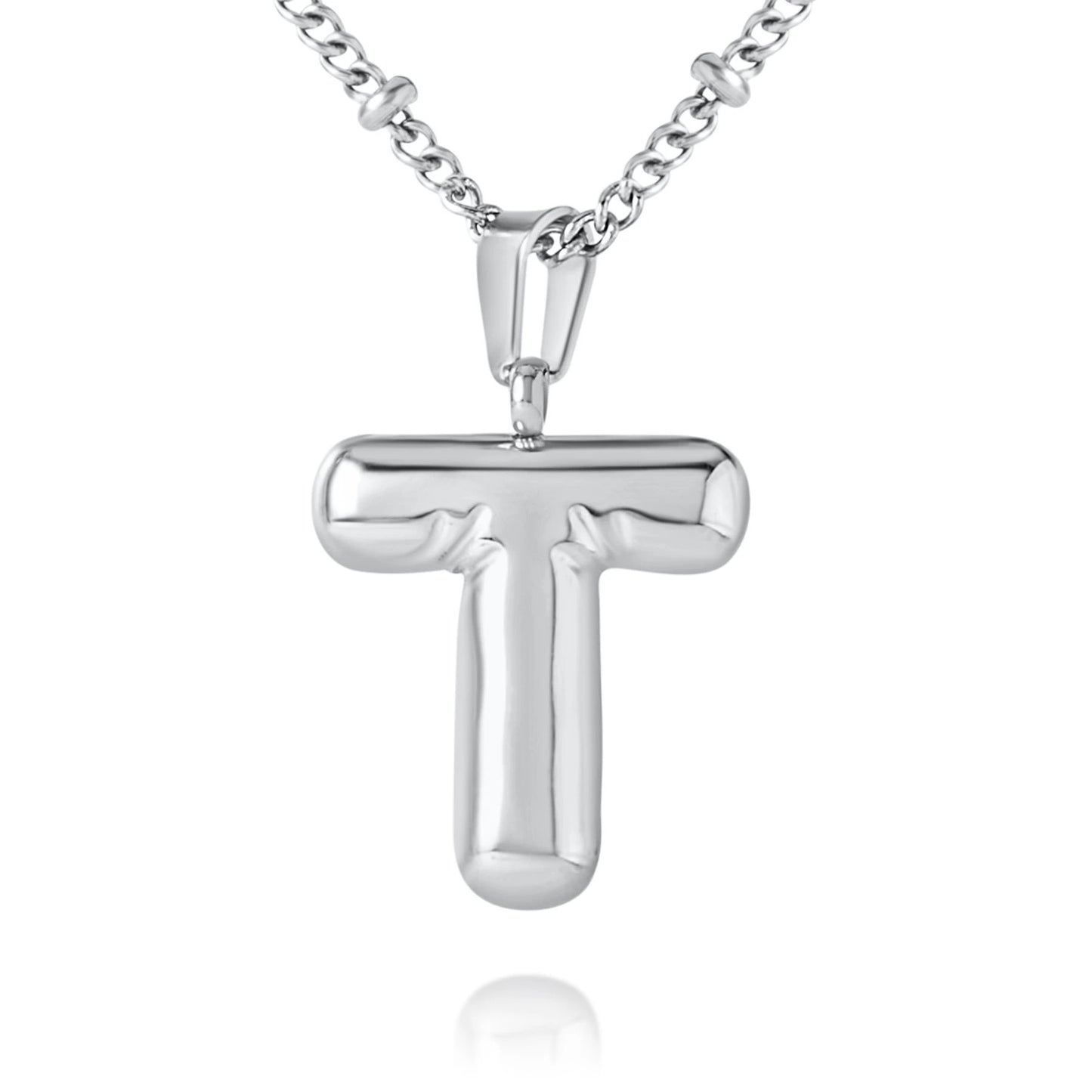 Collier Initiale Lettres Bombées avec Chaîne Perlée