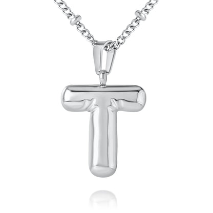 Collier Initiale Lettres Bombées avec Chaîne Perlée