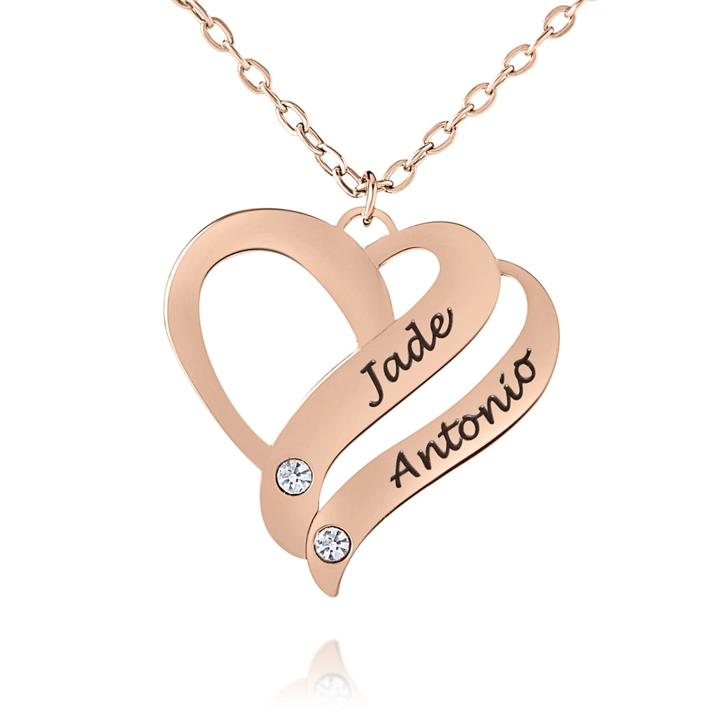 Collana Cuori Intrecciati con Cristalli Personalizzata