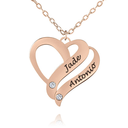Collana Cuori Intrecciati con Cristalli Personalizzata