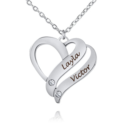 Collana Cuori Intrecciati con Cristalli Personalizzata