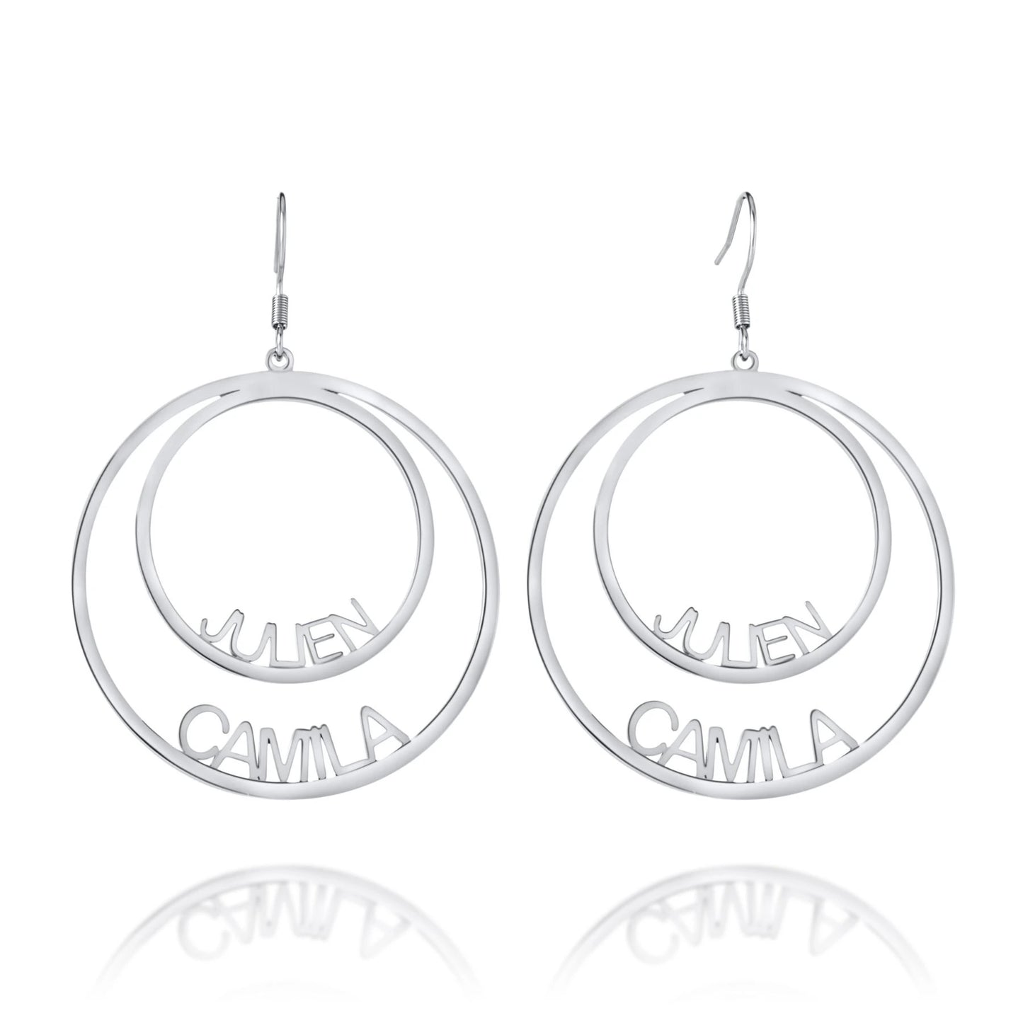 Boucles d’Oreilles Personnalisées avec Deux Noms – Double Cercle