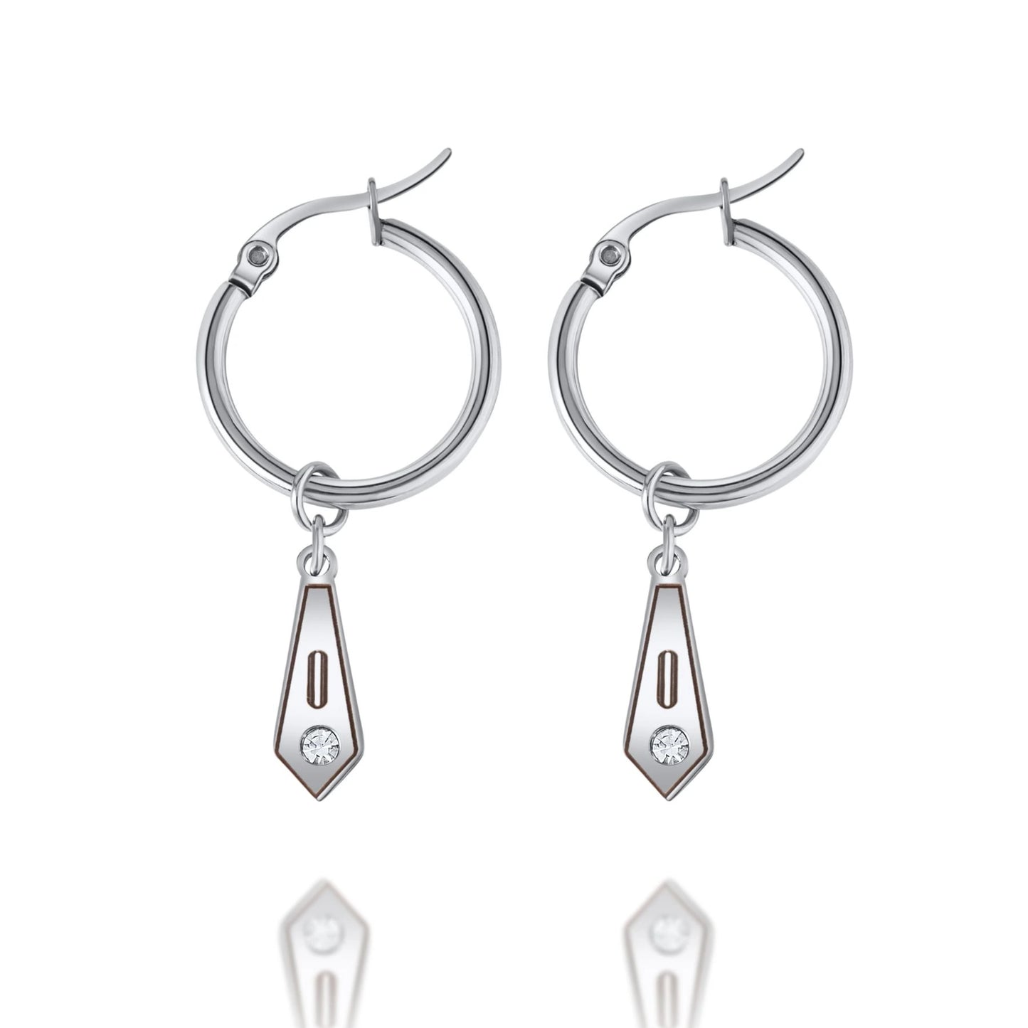 Boucles d’Oreilles Créoles Losange avec Initiale & Cristal
