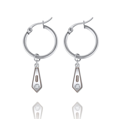 Boucles d’Oreilles Créoles Losange avec Initiale & Cristal