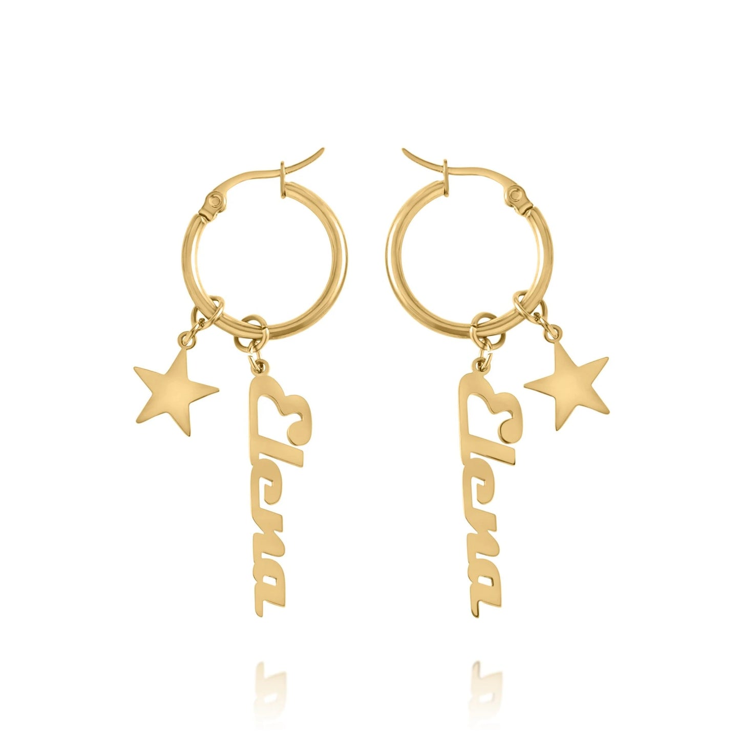 Boucles d’Oreilles Créoles Prénom avec Étoile