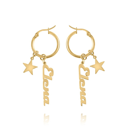 Boucles d’Oreilles Créoles Prénom avec Étoile