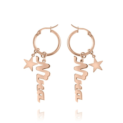 Boucles d’Oreilles Créoles Prénom avec Étoile
