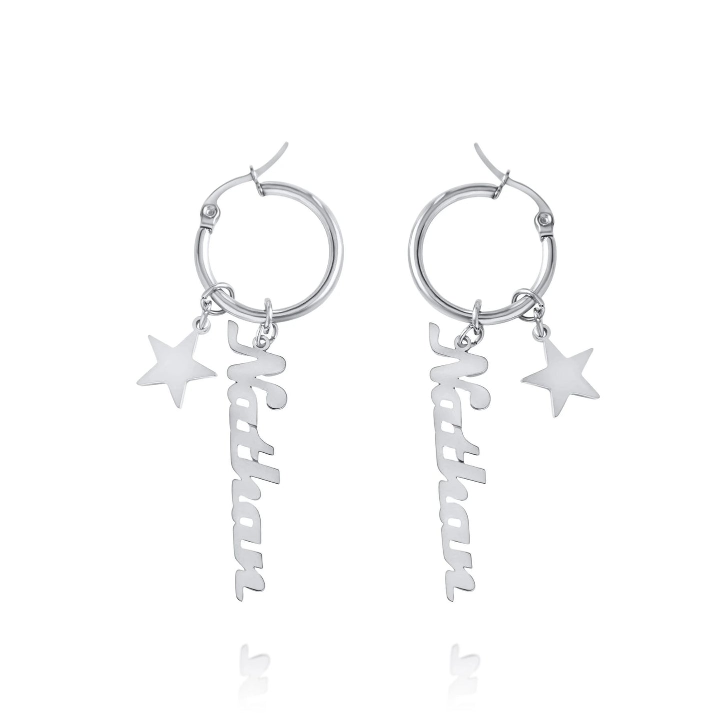 Boucles d’Oreilles Créoles Prénom avec Étoile