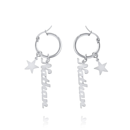 Boucles d’Oreilles Créoles Prénom avec Étoile