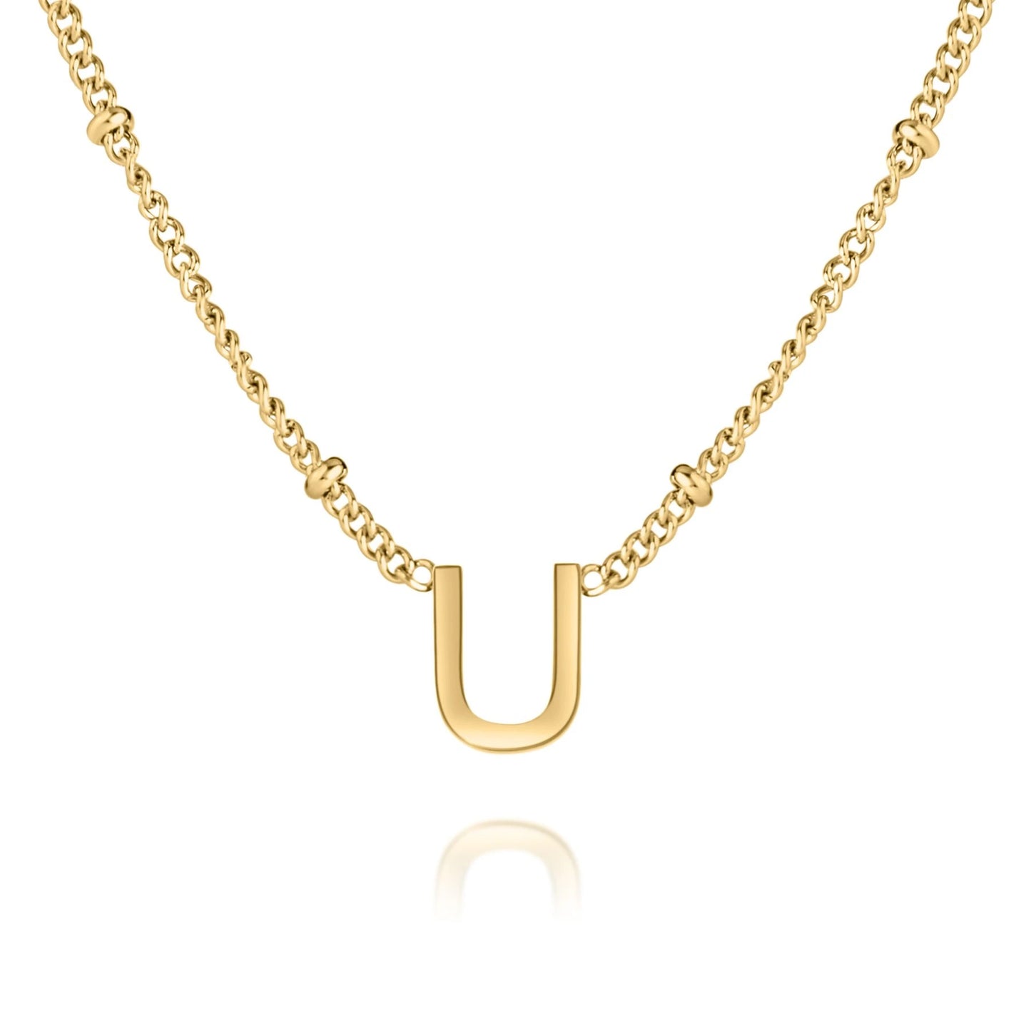 Collier Initiale Minimaliste avec Chaîne Perlée