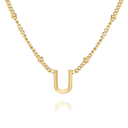 Collier Initiale Minimaliste avec Chaîne Perlée