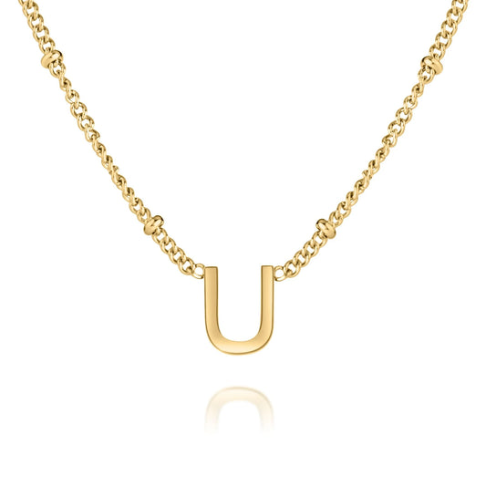 Collar Minimalista con Inicial y Cadena de Cuentas Personalizado
