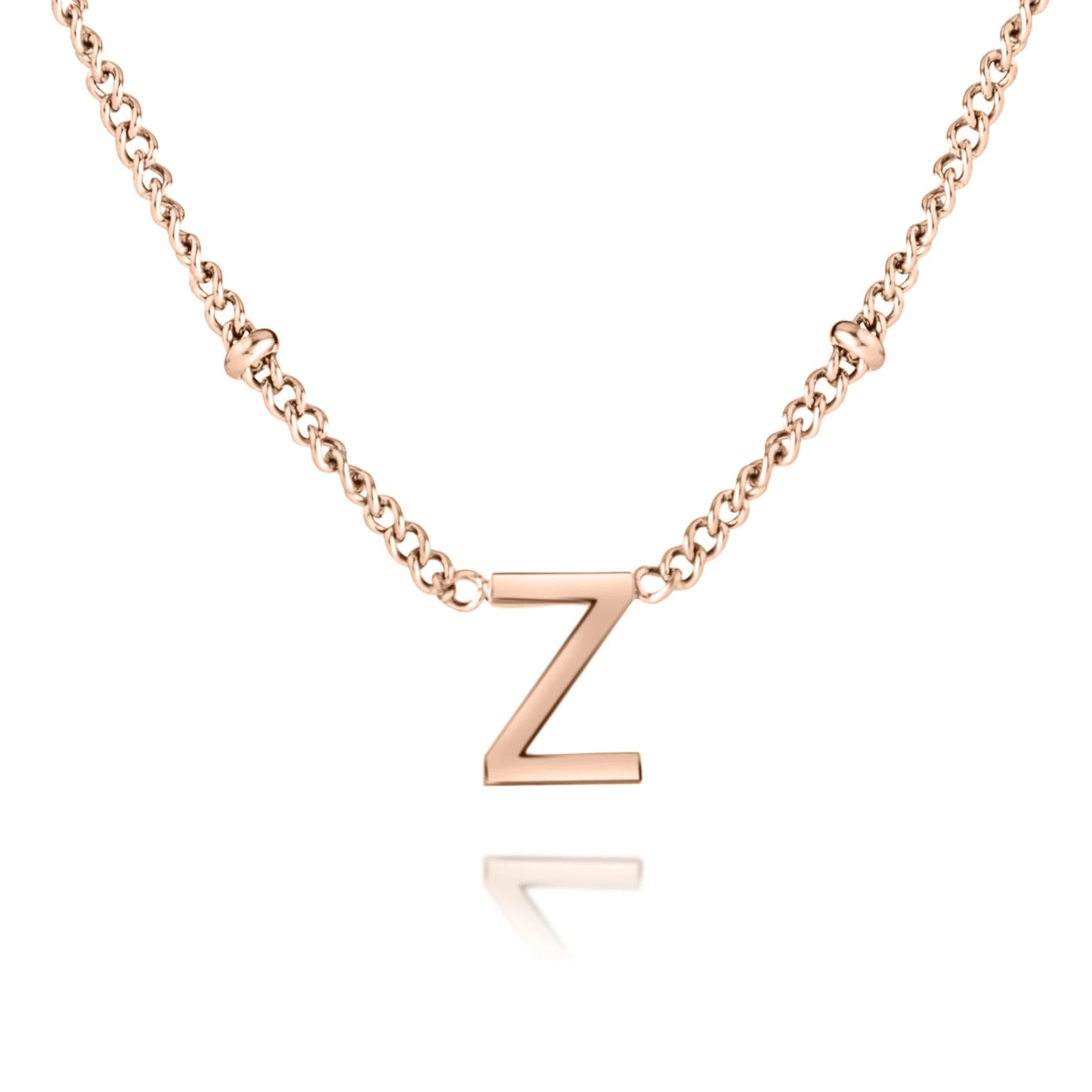 Collier Initiale Minimaliste avec Chaîne Perlée