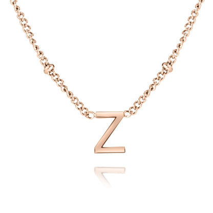 Collier Initiale Minimaliste avec Chaîne Perlée