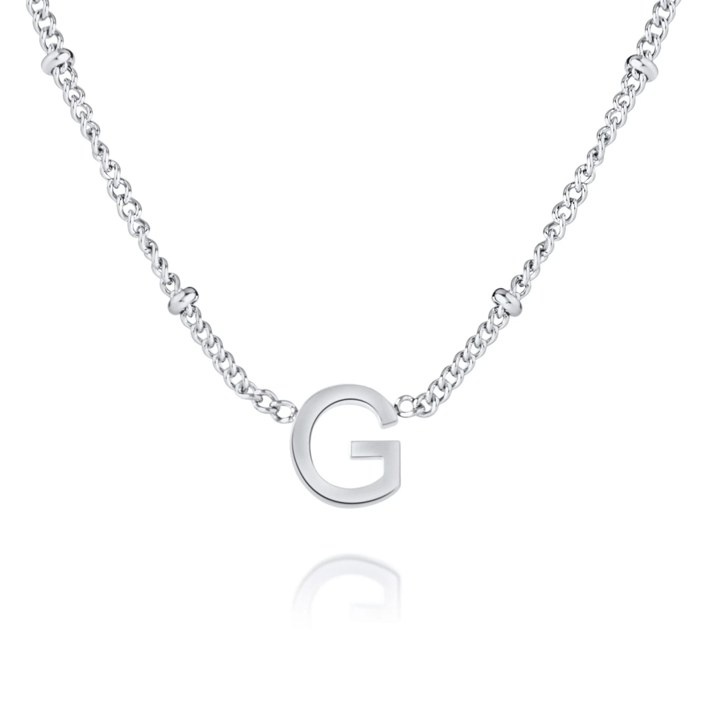 Collier Initiale Minimaliste avec Chaîne Perlée