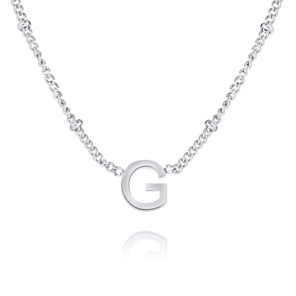 Collier Initiale Minimaliste avec Chaîne Perlée
