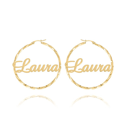 Boucles d’Oreilles Créoles Personnalisées avec Nom – Design Torsadé