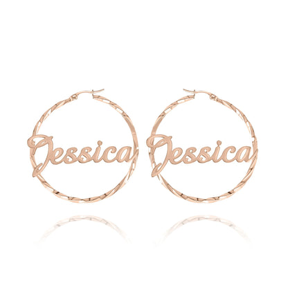 Boucles d’Oreilles Créoles Personnalisées avec Nom – Design Torsadé